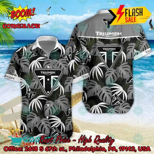 Triumph Motorcycles Big Logo Tropical Leaves Hawaiian Shirt And Shorts