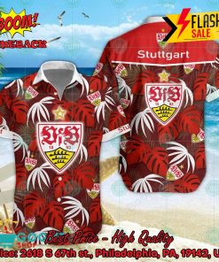 VfB Stuttgart Big Logo Tropical Leaves Hawaiian Shirt And Shorts