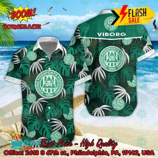 Viborg FF Big Logo Tropical Leaves Hawaiian Shirt And Shorts