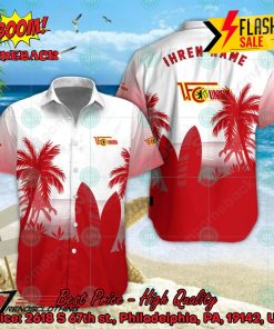 1. FC Union Berlin Palm Tree Surfboard Personalized Name Button Shirt