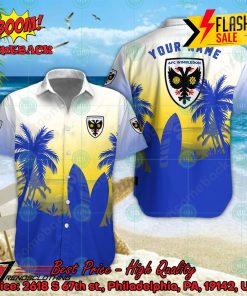 AFC Wimbledon Palm Tree Surfboard Personalized Name Button Shirt