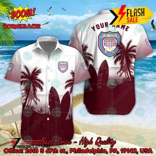 Arbroath FC Palm Tree Surfboard Personalized Name Button Shirt