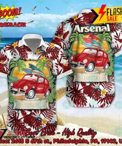 Arsenal FC Car Surfboard Coconut Tree Button Shirt