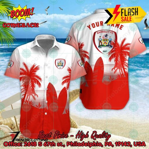 Barnsley FC Palm Tree Surfboard Personalized Name Button Shirt
