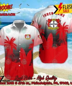 Bayer 04 Leverkusen Palm Tree Surfboard Personalized Name Button Shirt