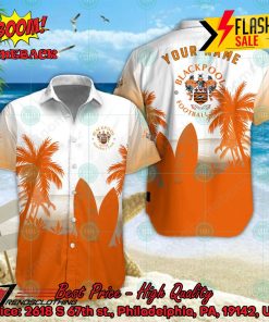 Blackpool FC Palm Tree Surfboard Personalized Name Button Shirt