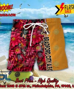 bradford city fc floral hawaiian shirt and shorts 2 N8VDj