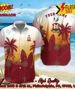 Bradford City FC Palm Tree Surfboard Personalized Name Button Shirt