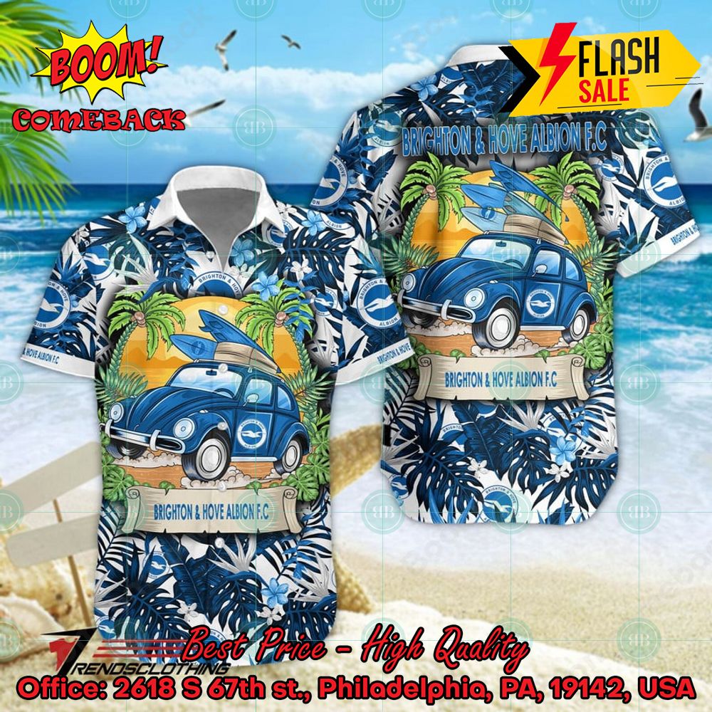 Brighton & Hove Albion FC Car Surfboard Coconut Tree Button Shirt