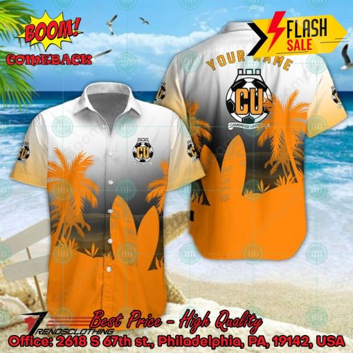 Cambridge United FC Palm Tree Surfboard Personalized Name Button Shirt