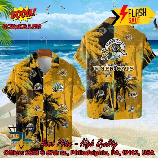 CFL Hamilton Tiger-Cats Coconut Tree Hawaiian Shirt