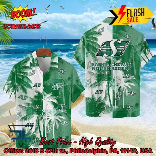 CFL Saskatchewan Roughriders Coconut Tree Hawaiian Shirt