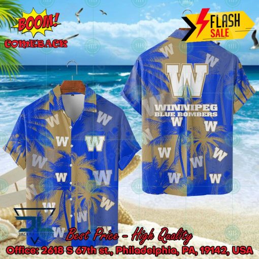 CFL Winnipeg Blue Bombers Coconut Tree Hawaiian Shirt