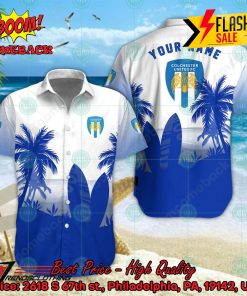 Colchester United FC Palm Tree Surfboard Personalized Name Button Shirt