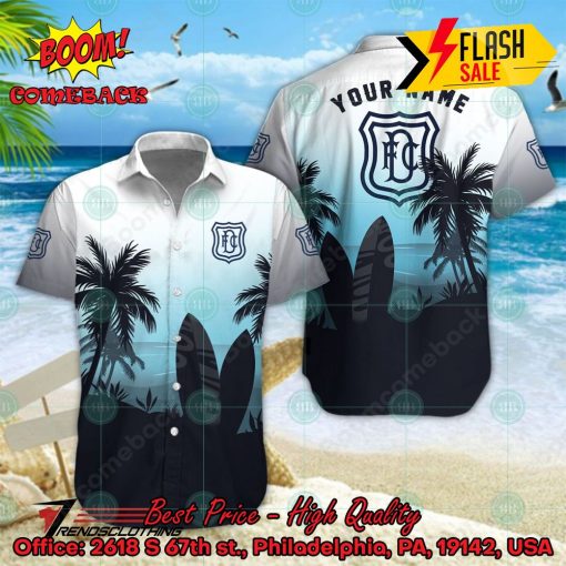 Dundee FC Palm Tree Surfboard Personalized Name Button Shirt