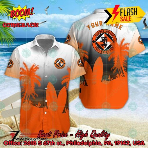 Dundee United FC Palm Tree Surfboard Personalized Name Button Shirt