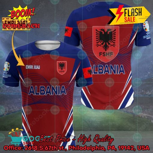 Euro 2024 Albania National Football Team Big Logo Personalized Name 3D T-shirt Apparel