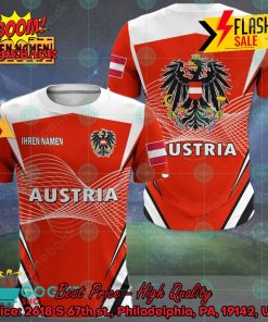 Euro 2024 Austria National Football Team Big Logo Personalized Name 3D T-shirt Apparel