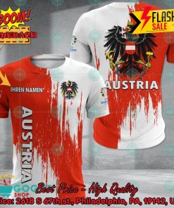 Euro 2024 Austria National Football Team Painting Personalized Name 3D T-shirt Apparel