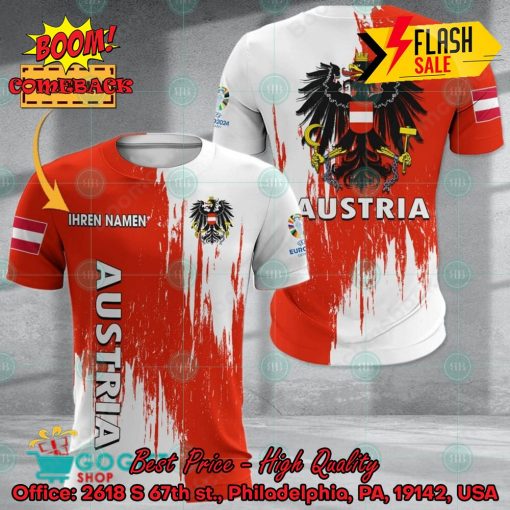 Euro 2024 Austria National Football Team Painting Personalized Name 3D T-shirt Apparel