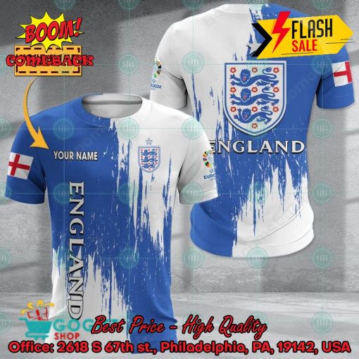 Euro 2024 England National Football Team Painting Personalized Name 3D T-shirt Apparel