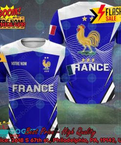 Euro 2024 France National Football Team Big Logo Personalized Name 3D T-shirt Apparel