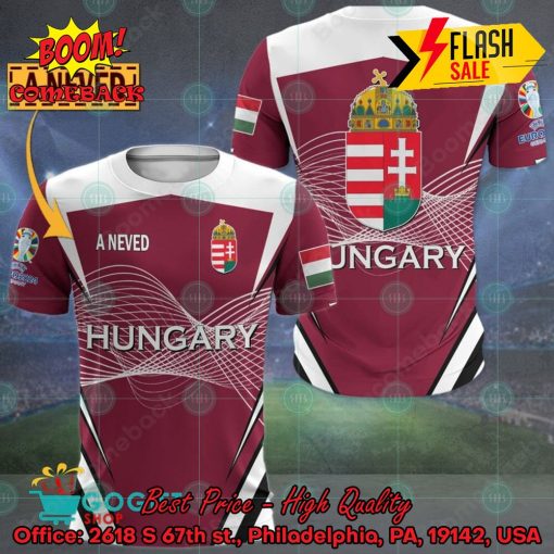 Euro 2024 Hungary National Football Team Big Logo Personalized Name 3D T-shirt Apparel