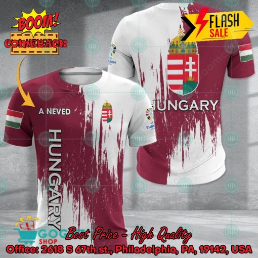 Euro 2024 Hungary National Football Team Painting Personalized Name 3D T-shirt Apparel