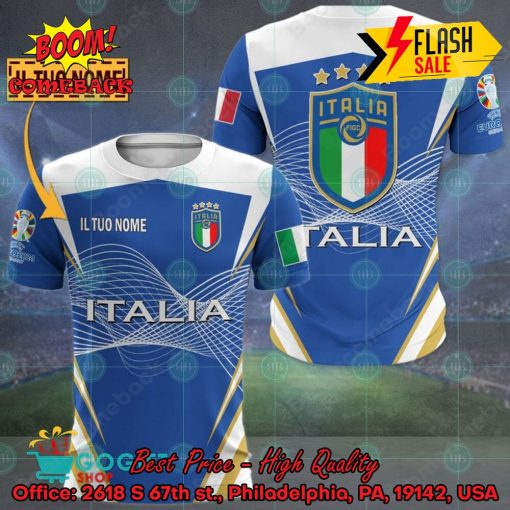 Euro 2024 Italy National Football Team Big Logo Personalized Name 3D T-shirt Apparel