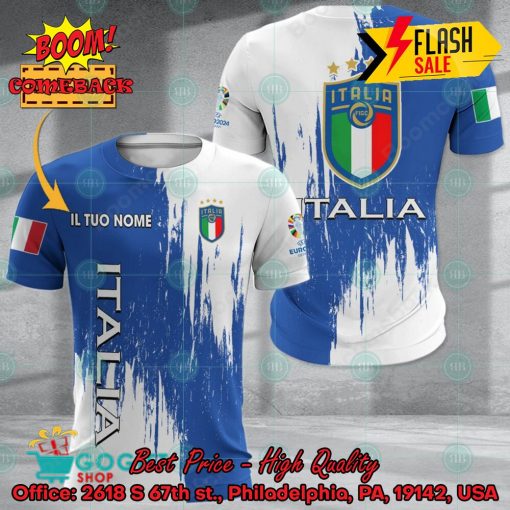 Euro 2024 Italy National Football Team Painting Personalized Name 3D T-shirt Apparel