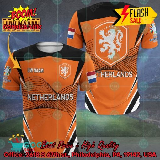 Euro 2024 Netherlands National Football Team Big Logo Personalized Name 3D T-shirt Apparel