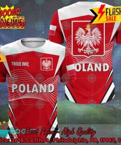 Euro 2024 Poland National Football Team Big Logo Personalized Name 3D T-shirt Apparel