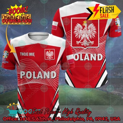 Euro 2024 Poland National Football Team Big Logo Personalized Name 3D T-shirt Apparel