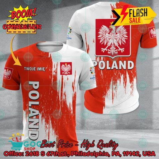 Euro 2024 Poland National Football Team Painting Personalized Name 3D T-shirt Apparel