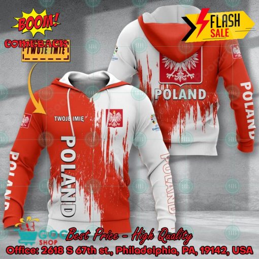 Euro 2024 Poland National Football Team Painting Personalized Name 3D T-shirt Apparel