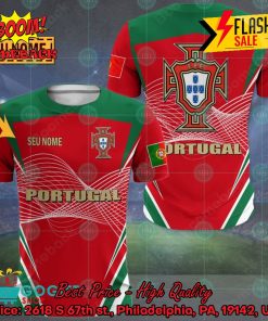 Euro 2024 Portugal National Football Team Big Logo Personalized Name 3D T-shirt Apparel