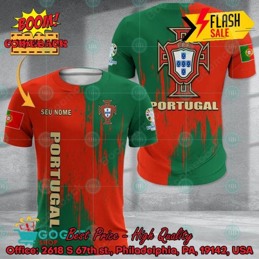 Euro 2024 Portugal National Football Team Painting Personalized Name 3D T-shirt Apparel