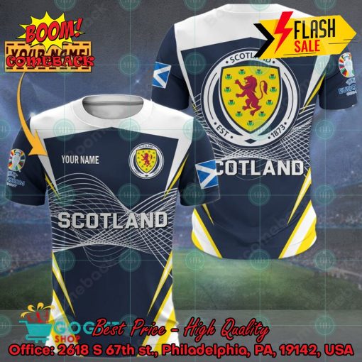 Euro 2024 Scotland National Football Team Big Logo Personalized Name 3D T-shirt Apparel