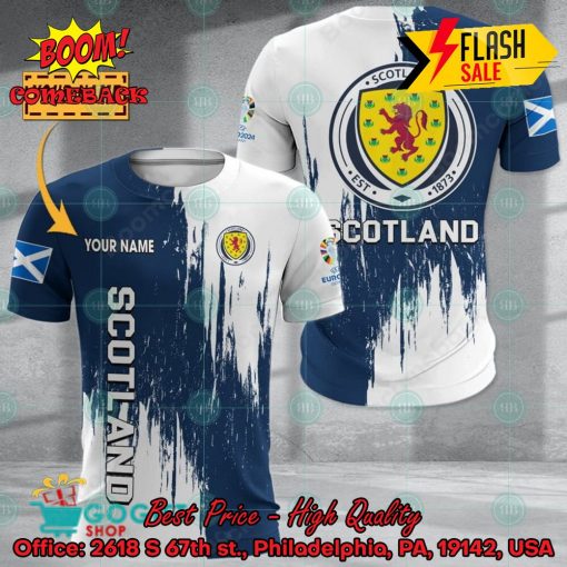 Euro 2024 Scotland National Football Team Painting Personalized Name 3D T-shirt Apparel