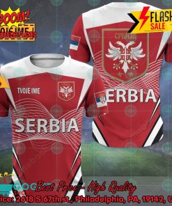 Euro 2024 Serbia National Football Team Big Logo Personalized Name 3D T-shirt Apparel