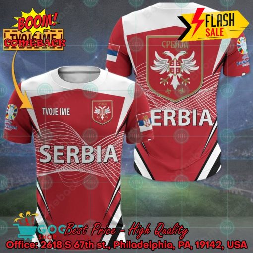 Euro 2024 Serbia National Football Team Big Logo Personalized Name 3D T-shirt Apparel