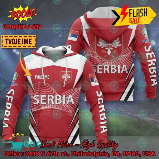 Euro 2024 Serbia National Football Team Big Logo Personalized Name 3D T-shirt Apparel