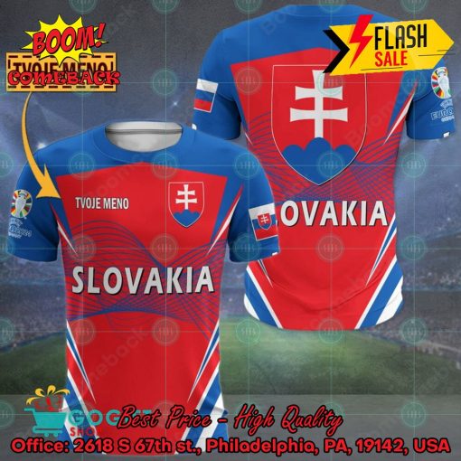 Euro 2024 Slovakia National Football Team Big Logo Personalized Name 3D T-shirt Apparel