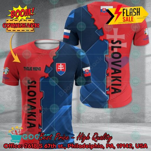 Euro 2024 Slovakia National Football Team Gear Personalized Name 3D T-shirt Apparel