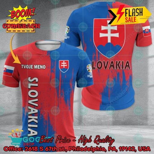 Euro 2024 Slovakia National Football Team Painting Personalized Name 3D T-shirt Apparel