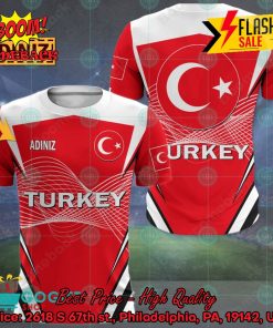 Euro 2024 Turkey National Football Team Big Logo Personalized Name 3D T-shirt Apparel