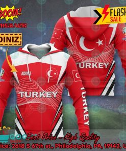 Euro 2024 Turkey National Football Team Big Logo Personalized Name 3D T-shirt Apparel