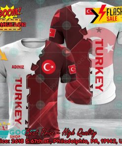 Euro 2024 Turkey National Football Team Gear Personalized Name 3D T-shirt Apparel