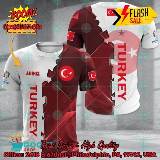 Euro 2024 Turkey National Football Team Gear Personalized Name 3D T-shirt Apparel