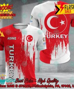 Euro 2024 Turkey National Football Team Painting Personalized Name 3D T-shirt Apparel